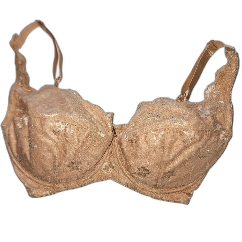Frederick's of Hollywood Beige Lace Push-Up Bra Size 34DDD/F